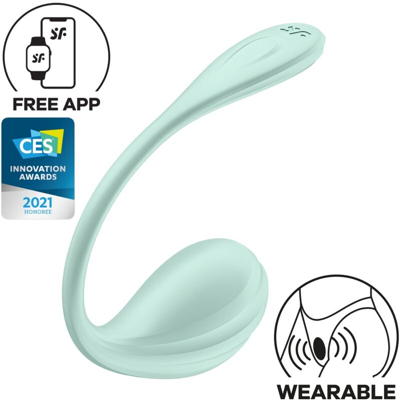 Imagen que nos facilita SATISFYER PARTNER de su producto erótico SATISFYER - SMOOTH PETAL ESTIMULADOR PUNTO G VERDE AGUA APP GRATUITA para nuestra categoría "JUGUETES BIENESTAR |Juguetes para Mujeres|Estimuladores|Para Clítoris".
