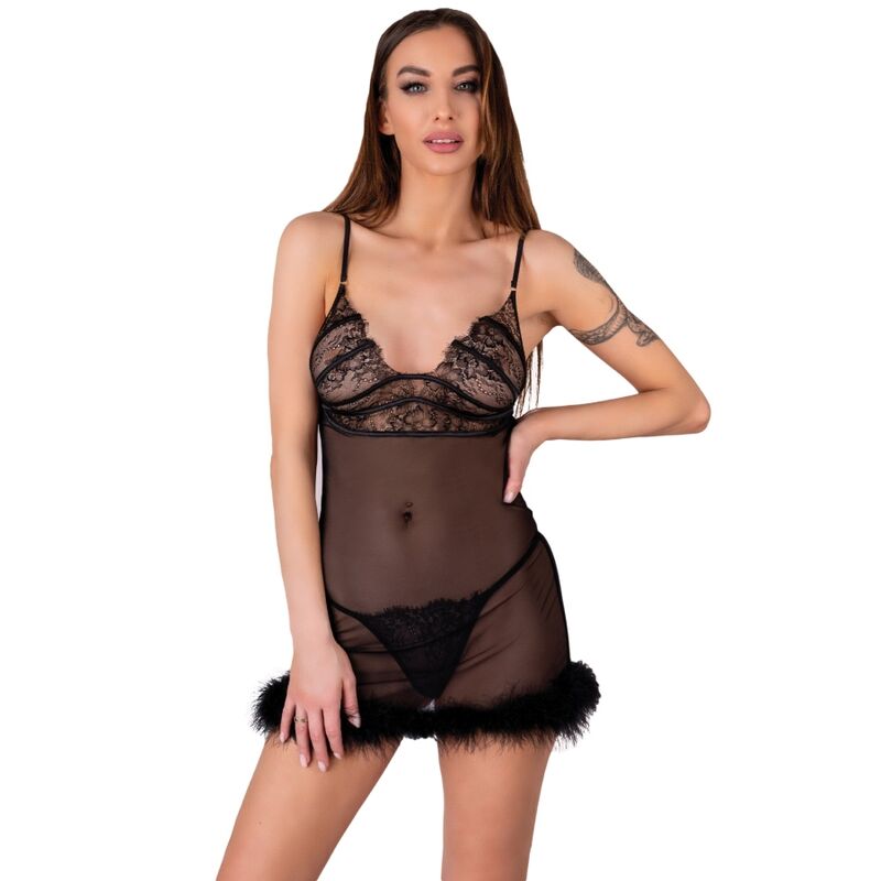 Imagen que nos facilita LIVCO CORSETTI SETS de su producto erótico LIVCO CORSETTI FASHION - ZERUNAM SET BABYDOLL + TANGA NEGRO S/M para nuestra categoría "MODA & LENCERÍA|Lencería Mujer|Lencería Sexy|Babydoll".