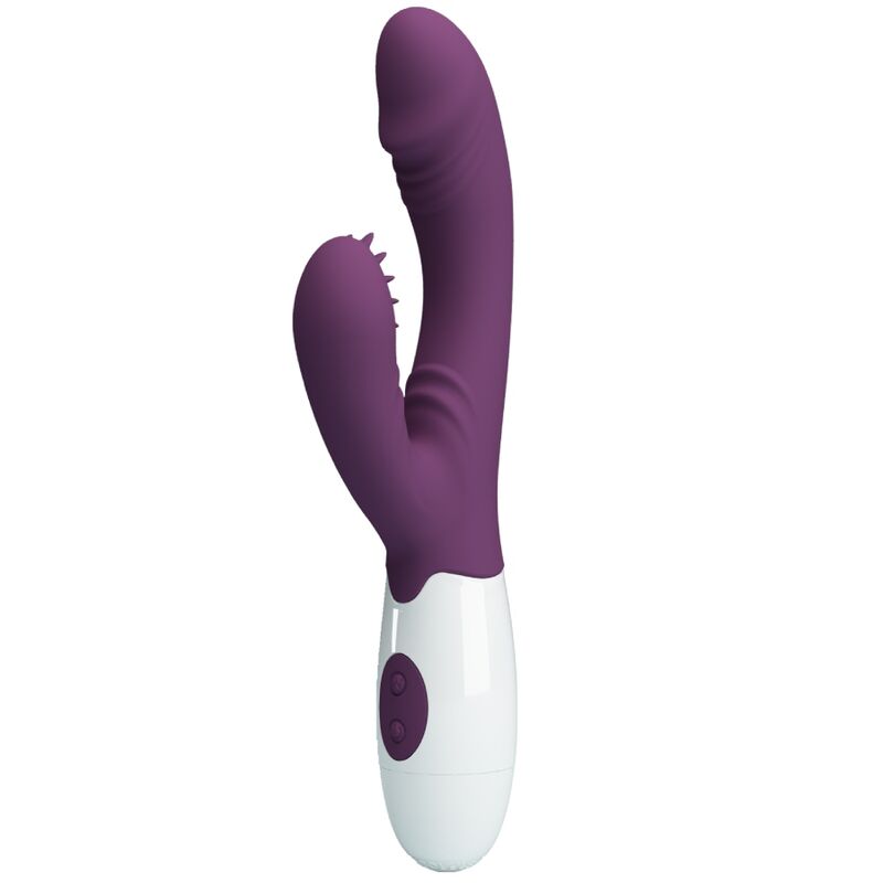 Imagen que nos facilita PRETTY LOVE FLIRTATION de su producto erótico PRETTY LOVE - ANDRE VIBRADOR RABBIT & ESTIMULADOR PUNTO G MORADO para nuestra categoría "JUGUETES BIENESTAR |Vibradores|Vibradores Rabbit".