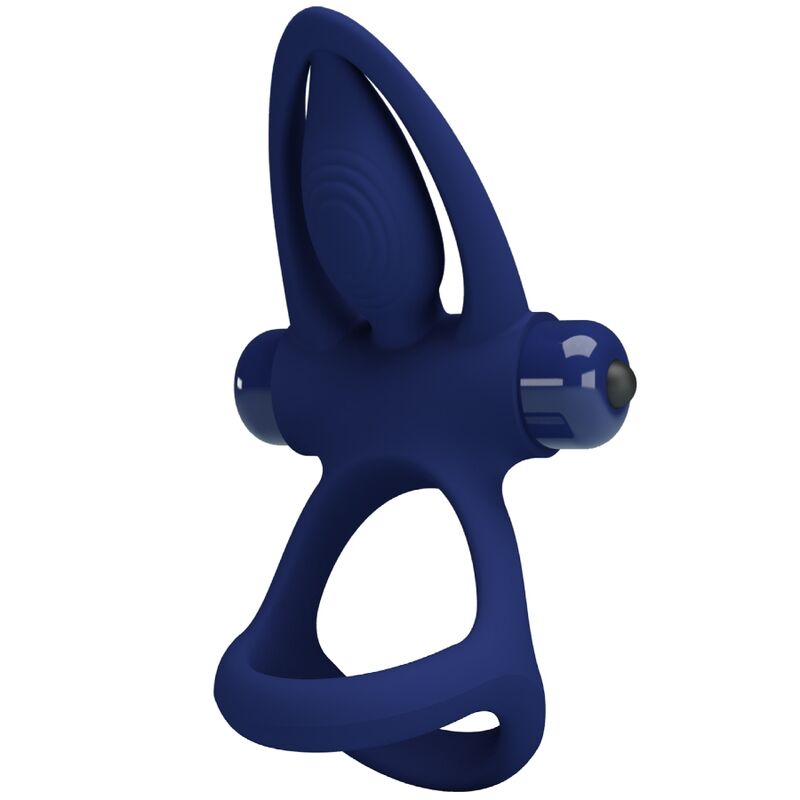 Imagen que nos facilita PRETTY LOVE MALE de su producto erótico PRETTY LOVE - MAT DOBLE ANILLO CON VIBRACIÓN & ESTIMULADOR AZUL para nuestra categoría "JUGUETES BIENESTAR |Juguetes para Hombres|Accesorios para el pene|Anillos Pene|Anillos con Vibración".