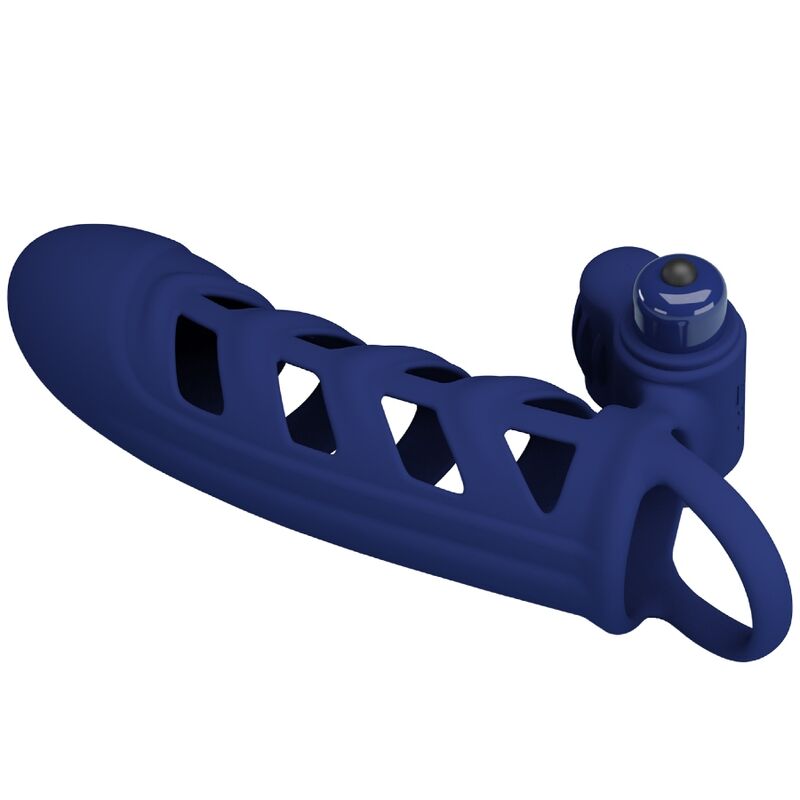 Imagen que nos facilita PRETTY LOVE MALE de su producto erótico PRETTY LOVE - ALTAF ANILLO VIBRADOR CON FUNDA DE SILICONA AZUL para nuestra categoría "JUGUETES BIENESTAR |Juguetes para Hombres|Accesorios para el pene|Fundas Pene sin extensión".