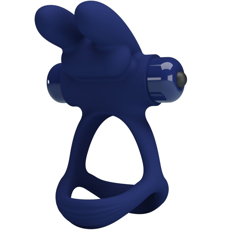 Imagen que nos facilita PRETTY LOVE MALE de su producto erótico PRETTY LOVE - FRANCISCO DOBLE ANILLO VIBRADOR RABBIT AZUL para nuestra categoría "JUGUETES BIENESTAR |Juguetes para Hombres|Accesorios para el pene|Anillos Pene|Anillos con Vibración".