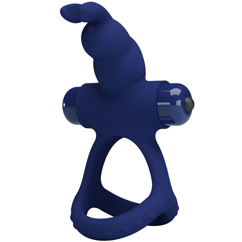 Imagen que nos facilita PRETTY LOVE MALE de su producto erótico PRETTY LOVE - LUCHITO DOBLE ANILLO VIBRADOR RABBIT AZUL para nuestra categoría "JUGUETES BIENESTAR |Juguetes para Hombres|Accesorios para el pene|Anillos Pene|Anillos con Vibración".