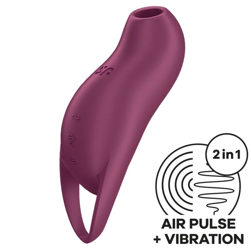 Imagen que nos facilita SATISFYER AIR PULSE de su producto erótico SATISFYER - POCKET PRO 1 ESTIMULADOR CLÍTORIS GRANATE para nuestra categoría "JUGUETES BIENESTAR |Juguetes para Mujeres|Estimuladores|Para Clítoris".
