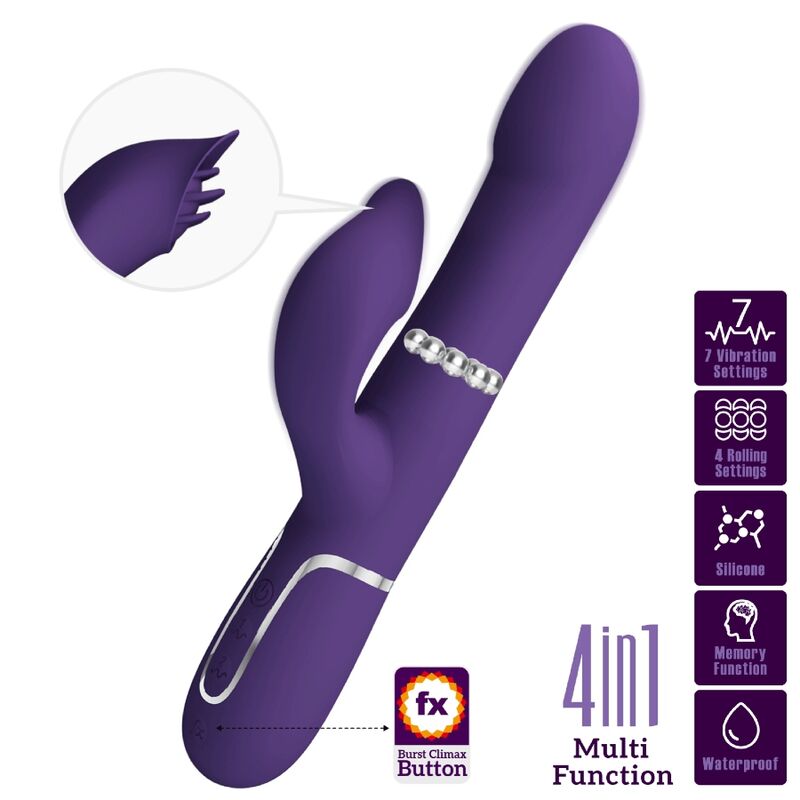 Imagen que nos facilita PRETTY LOVE FLIRTATION de su producto erótico PRETTY LOVE - ZALIN VIBRADOR RABBIT PERLAS 4 EN 1 MORADO para nuestra categoría "JUGUETES BIENESTAR |Vibradores|Vibradores Punto G".