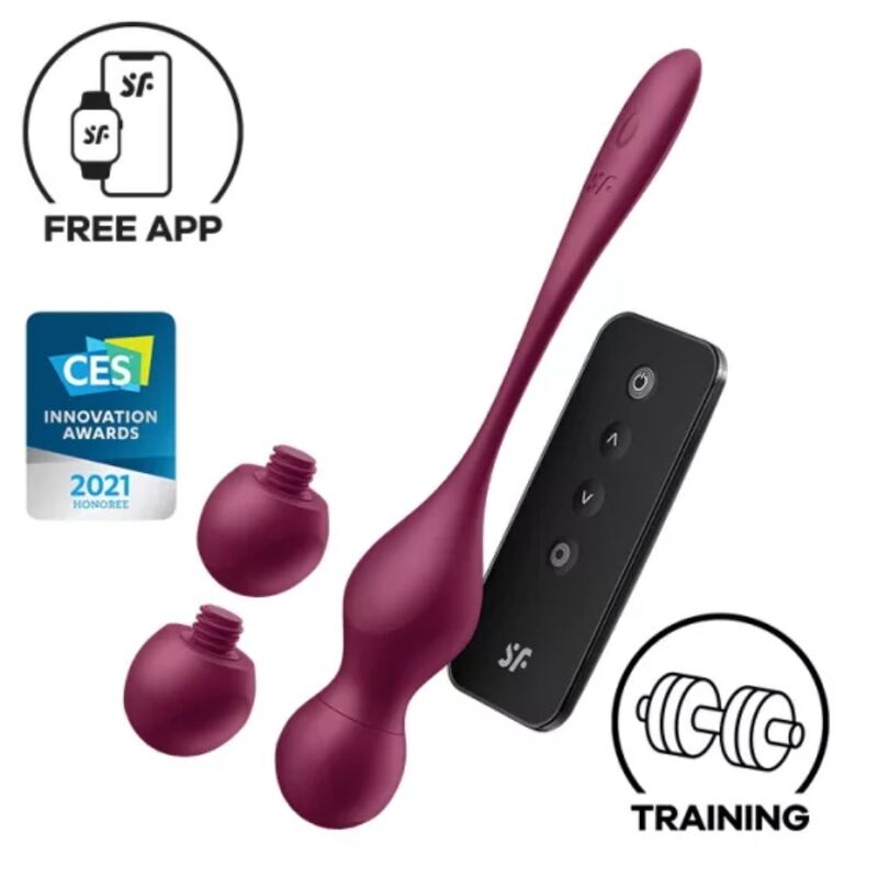 Imagen que nos facilita SATISFYER VIBRATOR de su producto erótico SATISFYER - LOVE BIRDS VARY BOLAS VIBRADORES APP GRATUITA ROJO VINO para nuestra categoría "JUGUETES BIENESTAR |Juguetes para Mujeres|Bolas Chinas".