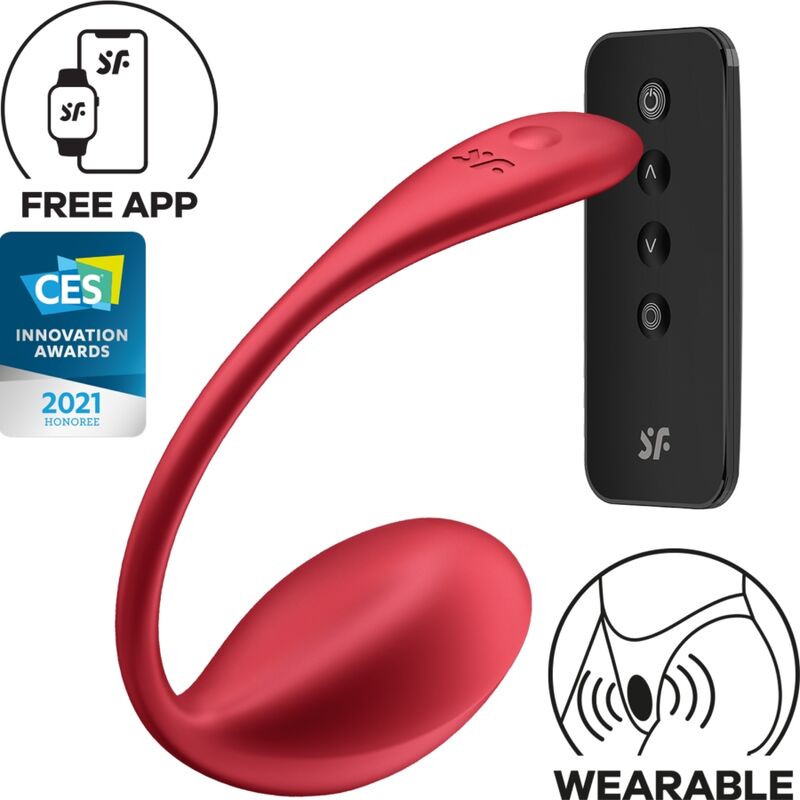 Imagen que nos facilita SATISFYER PARTNER de su producto erótico SATISFYER - SHINY PETAL ESTIMULADOR PUNTO G CONTROL REMOTO ROJO APP GRATUITA para nuestra categoría "JUGUETES BIENESTAR |Vibradores|Vibradores con APP".