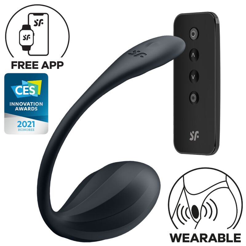 Imagen que nos facilita SATISFYER PARTNER de su producto erótico SATISFYER - RIBBED PETAL ESTIMULADOR PUNTO G CONTROL REMOTO NEGRO APP GRATUITA para nuestra categoría "JUGUETES BIENESTAR |Vibradores|Vibradores con APP".
