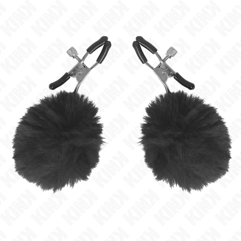 Imagen que nos facilita KINK NIPPLE GRIP de su producto erótico KINK - PINZAS PARA PEZONES CON POMPÓN NEGRO 6 CM para nuestra categoría "BDSM & BONDAGE |Artículos BDSM|Pinzas Pezones BDSM".