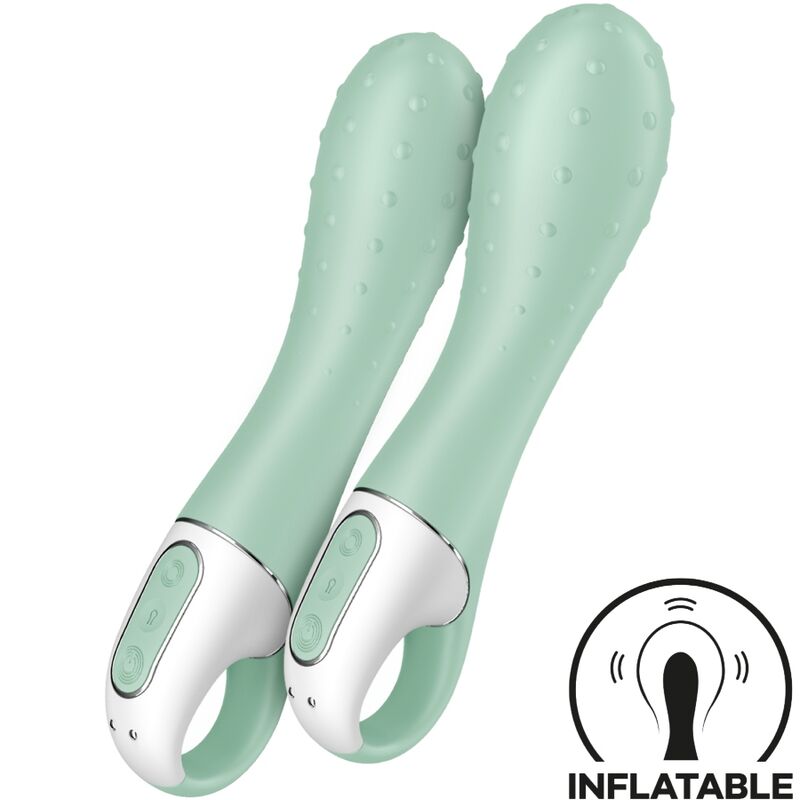 Imagen que nos facilita SATISFYER VIBRATOR de su producto erótico SATISFYER - AIR PUMP VIBRADOR 3 INFLABLE PUNTO G MENTA para nuestra categoría "JUGUETES BIENESTAR |Vibradores|Vibradores Punto G".