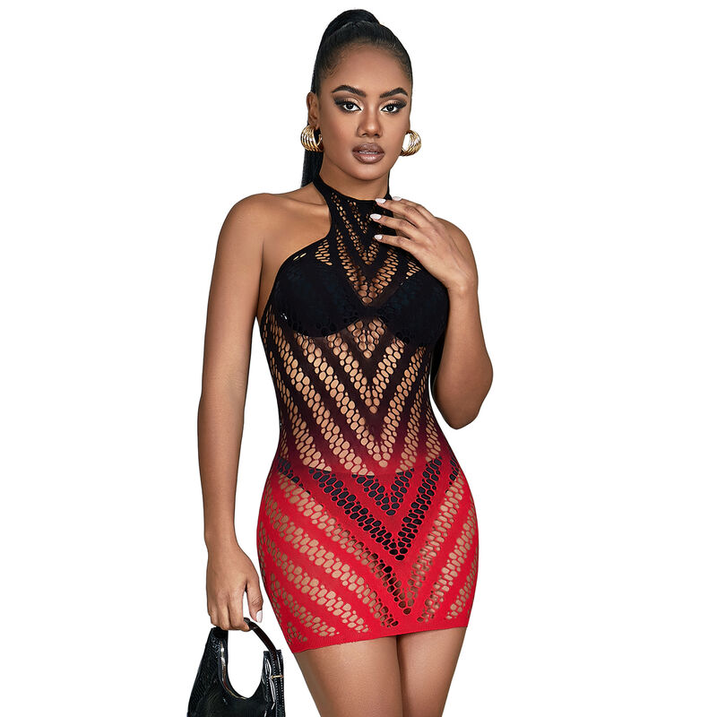 Imagen que nos facilita SUBBLIME DRESSES de su producto erótico SUBBLIME - 952242 VESTIDO DE REJILLA ELÁSTICO DEGRADADO ROJO Y NEGRO TALLA ÚNICA para nuestra categoría "MODA & LENCERÍA|Lencería Mujer|Lencería Picante|Vestidos Sexys".