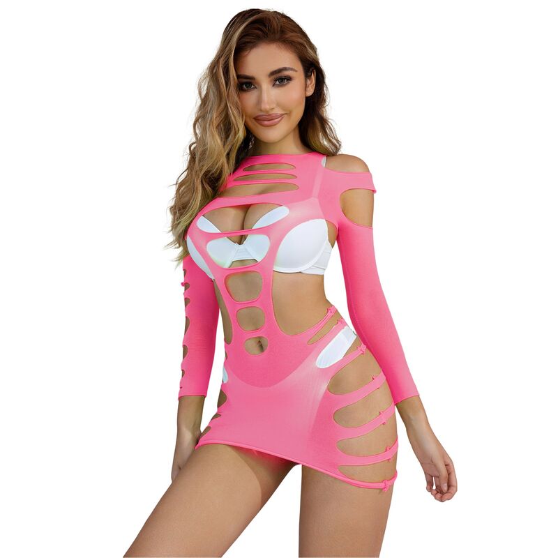 Imagen que nos facilita SUBBLIME DRESSES de su producto erótico SUBBLIME - 952273 VESTIDO DE REJILLA ELÁSTICO MANGA LARGA ROSA TALLA ÚNICA para nuestra categoría "MODA & LENCERÍA|Lencería Mujer|Lencería Picante|Vestidos Sexys".