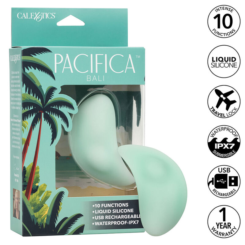 Imagen que nos facilita CALEXOTICS de su producto erótico CALEXOTICS - PACIFICA BALI ESTIMULADOR 10 FUNCIONES AQUA para nuestra categoría "JUGUETES BIENESTAR |Juguetes para Mujeres|Estimuladores|Para Clítoris".