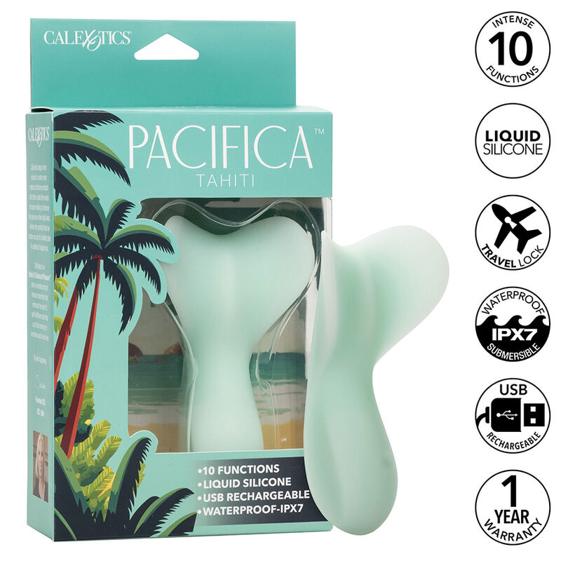 Imagen que nos facilita CALEXOTICS de su producto erótico CALEXOTICS - PACIFICA TAHITI ESTIMULADOR 10 FUNCIONES AQUA para nuestra categoría "JUGUETES BIENESTAR |Juguetes para Mujeres|Estimuladores|Para Clítoris".