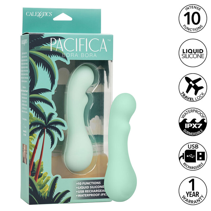 Imagen que nos facilita CALEXOTICS de su producto erótico CALEXOTICS - PACIFICA BORA BORA ESTIMULADOR PUNTO G 10 VIBRACIONES AQUA para nuestra categoría "JUGUETES BIENESTAR |Vibradores|Vibradores Punto G".