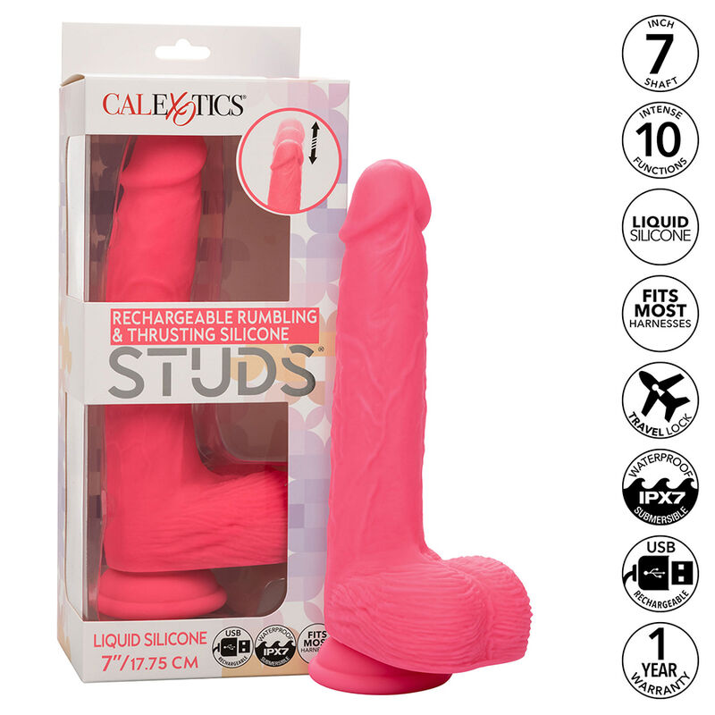 Imagen que nos facilita CALEXOTICS de su producto erótico CALEXOTICS - STUDS VIBRADOR REALÍSTICO 10 VIBRACIONES Y ROSA para nuestra categoría "JUGUETES BIENESTAR |Vibradores|Vibradores Realisticos".