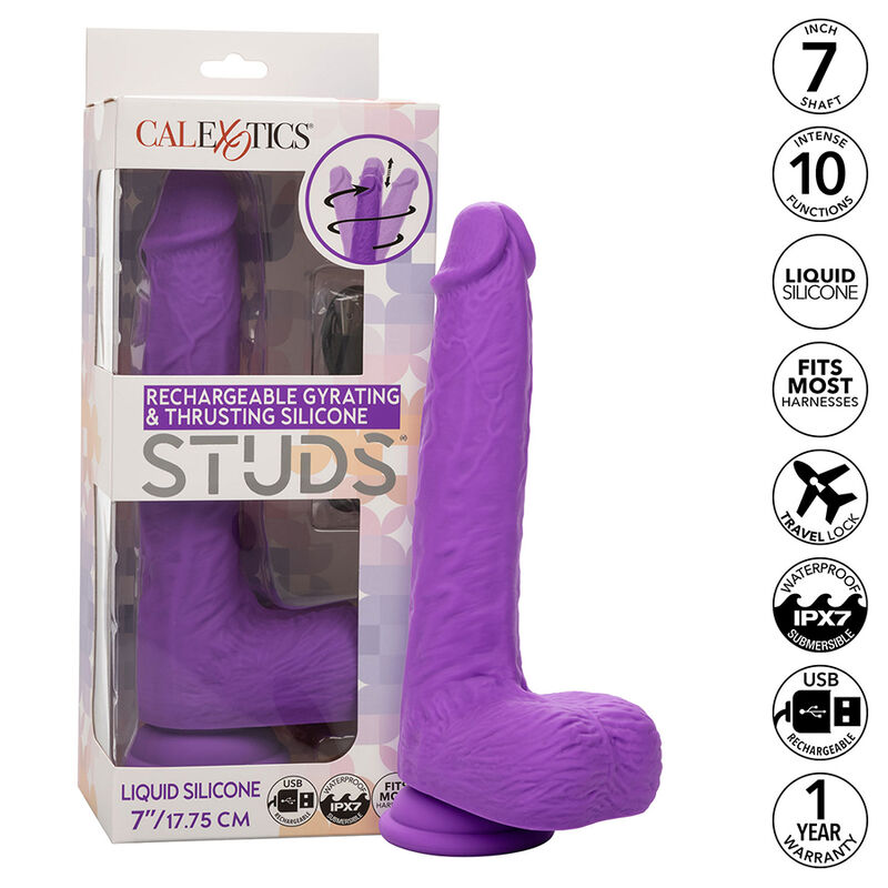 Imagen que nos facilita CALEXOTICS de su producto erótico CALEXOTICS - STUDS VIBRADOR RECARGABLE Y GIRATORIO 10 VIBRACIONES VIOLETA para nuestra categoría "JUGUETES BIENESTAR |Vibradores|Vibradores Realisticos".