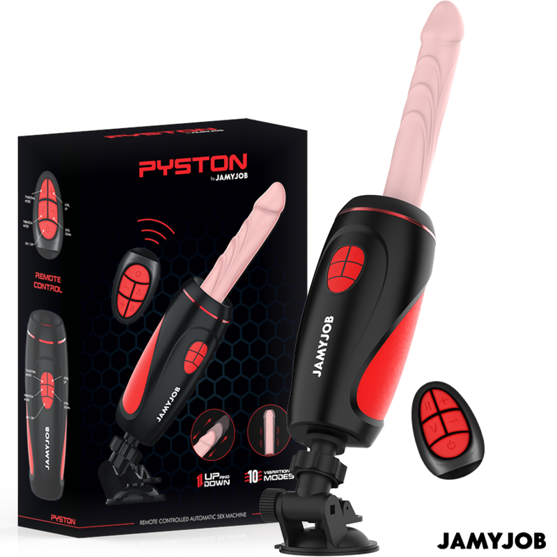 Imagen que nos facilita JAMYJOB de su producto erótico JAMYJOB - PYSTON BASE MASTURBADOR AUTOMÁTICO CON DILDO CONTROL REMOTO para nuestra categoría "JUGUETES BIENESTAR |Vibradores|Vibradores Realisticos".