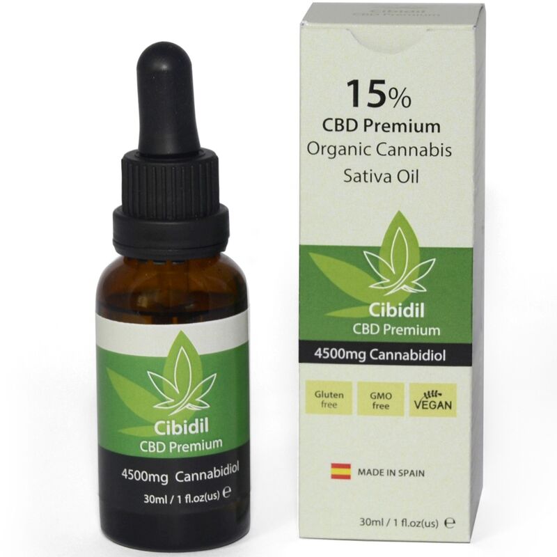 Imagen que nos facilita 500COSMETICS de su producto erótico Cibidil 15% – Aceite de CBD natural para nuestra categoría "DROGUERÍA |Complementos Alimenticios".