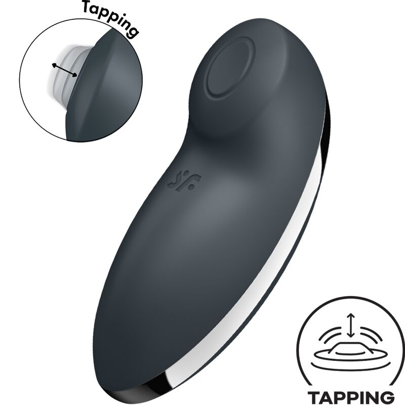 Imagen que nos facilita SATISFYER VIBRATOR de su producto erótico SATISFYER - TAP & CLIMAX 2 VIBRADOR & ESTIMULADOR GRIS para nuestra categoría "JUGUETES BIENESTAR |Juguetes para Mujeres|Estimuladores|Succionadores con vibración".
