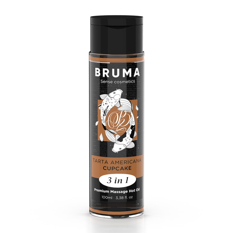 Imagen que nos facilita BRUMA de su producto erótico BRUMA - ACEITE DE MASAJE PREMIUM EFECTO CALOR SABOR TARTA AMERICANA 3 EN 1 - 100 ML para nuestra categoría "DROGUERÍA |Para Masajes|Con efecto calor".