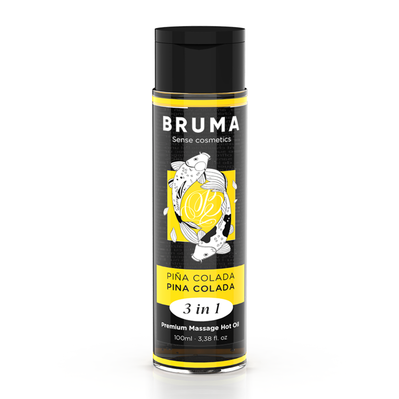 Imagen que nos facilita BRUMA de su producto erótico BRUMA - ACEITE DE MASAJE PREMIUM EFECTO CALOR SABOR PIÑA COLADA 3 EN 1 - 100 ML para nuestra categoría "DROGUERÍA |Para Masajes|Con efecto calor".