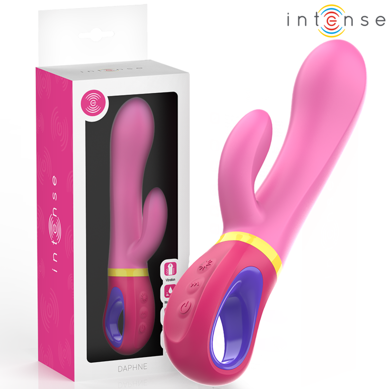 Imagen que nos facilita INTENSE FUN de su producto erótico INTENSE - DAPHNE VIBRADOR RABBIT ROSA para nuestra categoría "JUGUETES BIENESTAR |Vibradores|Vibradores Rabbit".