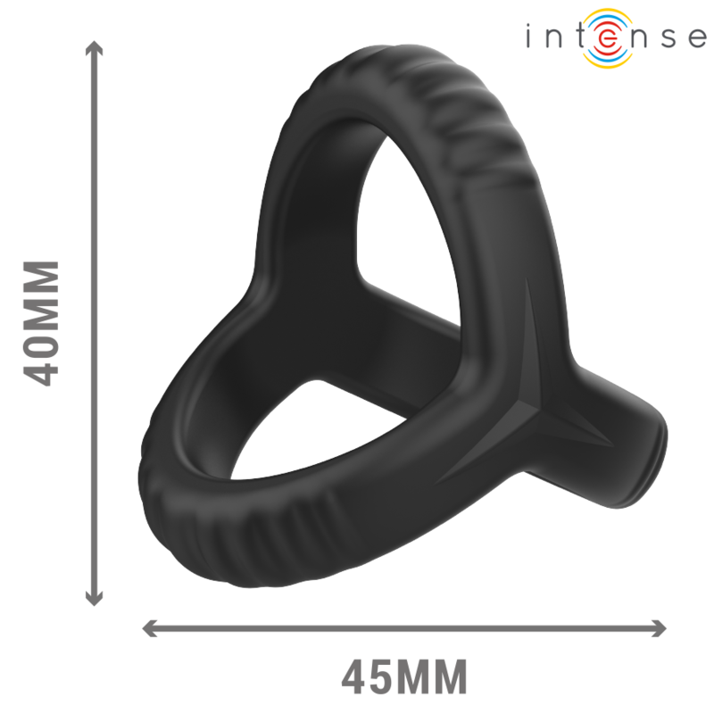 Imagen que nos facilita INTENSE COUPLES TOYS de su producto erótico INTENSE - CARSON ANILLO DOBLE PARA PENE SILICONA NEGRO MODELO 4 para nuestra categoría "JUGUETES BIENESTAR |Juguetes para Hombres|Accesorios para el pene|Anillos Pene|Anillos sin vibración".