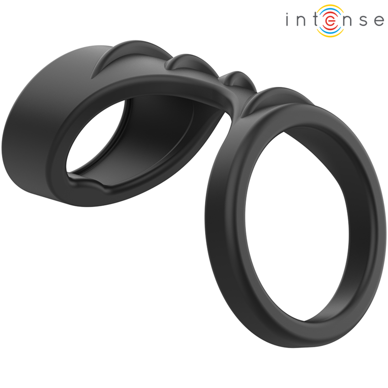 Imagen que nos facilita INTENSE COUPLES TOYS de su producto erótico INTENSE - THEO ANILLO DOBLE PARA PENE SILICONA NEGRO MODELO 3 para nuestra categoría "JUGUETES BIENESTAR |Juguetes para Hombres|Accesorios para el pene|Anillos Pene|Anillos sin vibración".