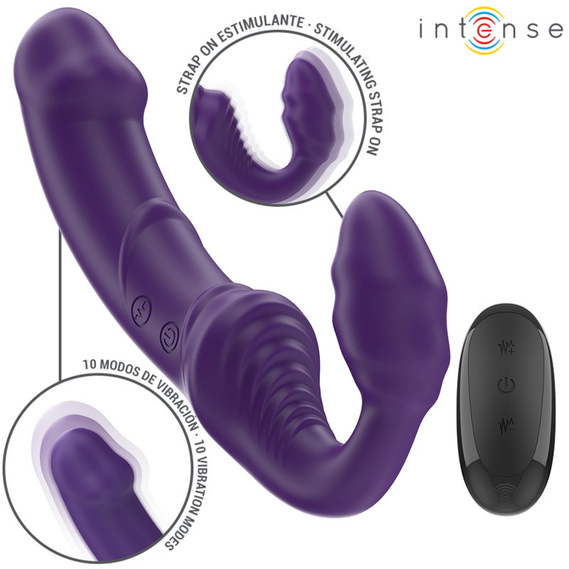 Imagen que nos facilita INTENSE FUN de su producto erótico INTENSE - JILL VIBRADOR DOBLE 20 CM VIOLETA CONTROL REMOTO para nuestra categoría "JUGUETES BIENESTAR |Vibradores|Vibradores Punto G".