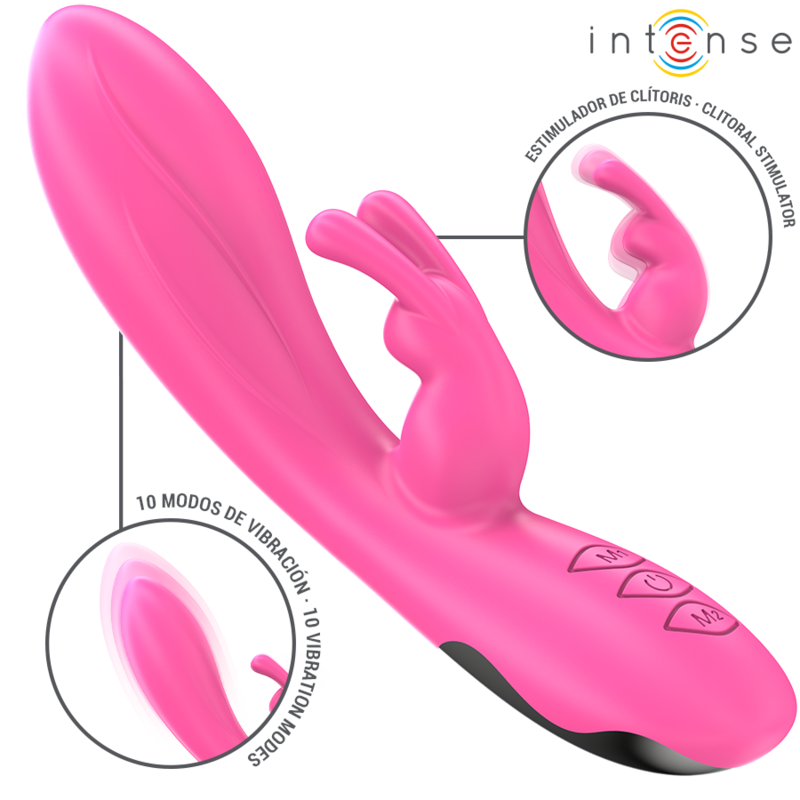 Imagen que nos facilita INTENSE FUN de su producto erótico INTENSE - RANDALL VIBRADOR RABBIT 10 VIBRACIONES ROSA para nuestra categoría "JUGUETES BIENESTAR |Vibradores|Vibradores Rabbit".