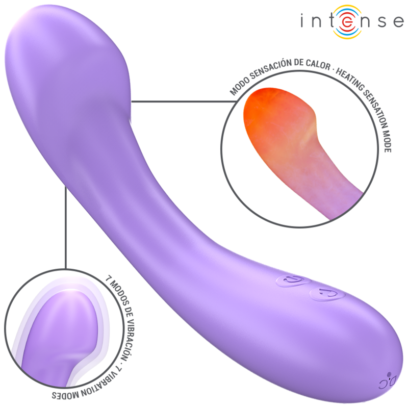Imagen que nos facilita INTENSE FUN de su producto erótico INTENSE - BECKY VIBRADOR 19 CM CALENTABLE 7 VIBRACIONES MORADO para nuestra categoría "JUGUETES BIENESTAR |Vibradores|Vibradores HI-TECH".