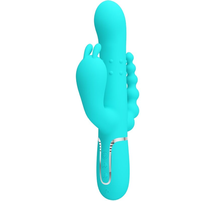 Imagen que nos facilita PRETTY LOVE de su producto erótico PRETTY LOVE - CAMMY TRIPLE VIBRADOR RABBIT MULTIFUNCIÓN 4 EN 1 AZUL para nuestra categoría "JUGUETES BIENESTAR |Vibradores|Vibradores Rabbit".