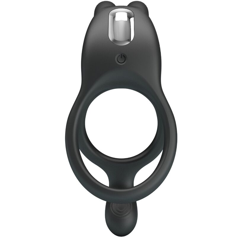 Imagen que nos facilita PRETTY LOVE de su producto erótico PRETTY LOVE - SETH DOBLE ANILLO VIBRADOR RABBIT 7 VIBRACIONES NEGRO para nuestra categoría "JUGUETES BIENESTAR |Juguetes para Hombres|Accesorios para el pene|Anillos Pene|Anillos con Vibración".