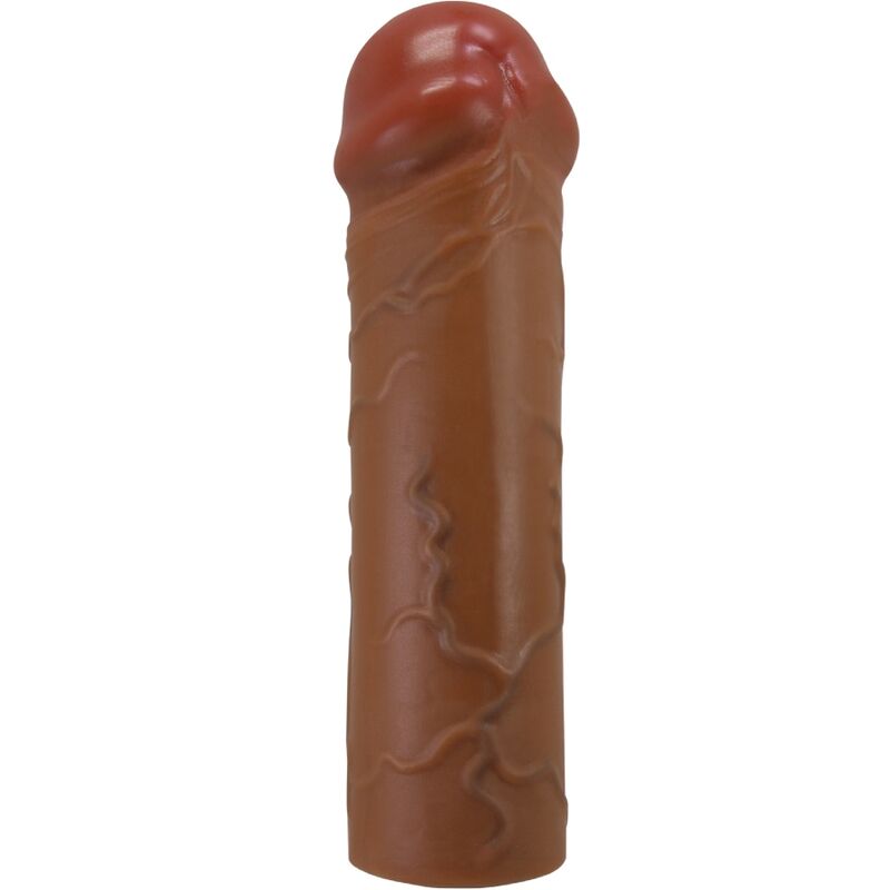 Imagen que nos facilita PRETTY LOVE de su producto erótico PRETTY LOVE - NILE FUNDA PARA PENE CON EXTENSIÓN DE 2.5 CM MULATO para nuestra categoría "JUGUETES BIENESTAR |Juguetes para Hombres|Accesorios para el pene|Fundas Pene con Extensión".