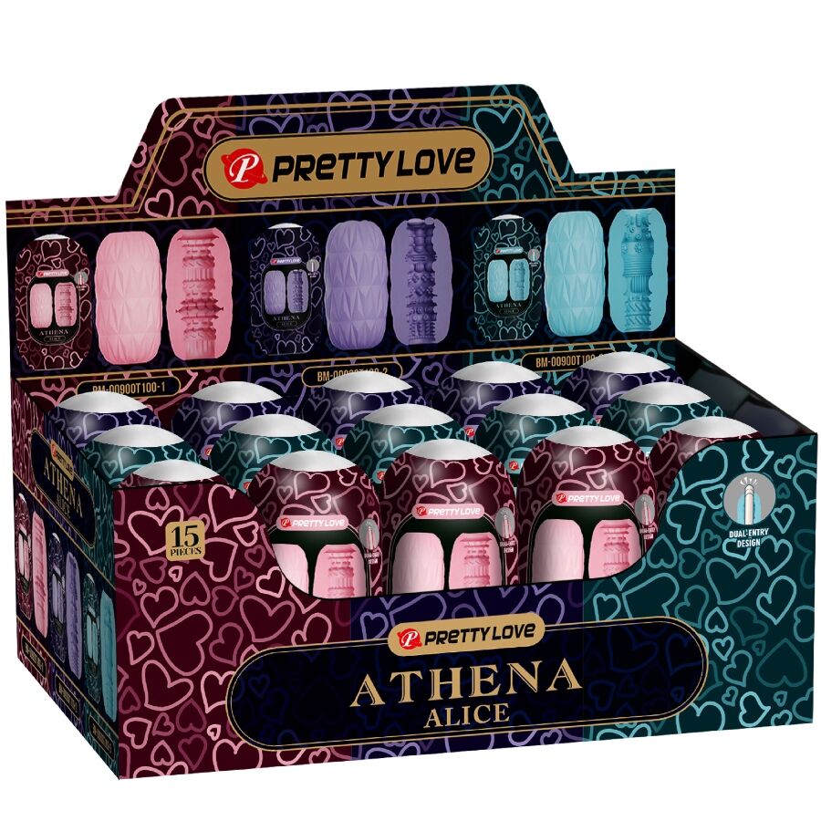 Imagen que nos facilita PRETTY LOVE de su producto erótico PRETTY LOVE - ATHENA ALICE PACK 15 MASTURBADORES MASCULINOS VARIOS para nuestra categoría "JUGUETES BIENESTAR |Juguetes para Hombres|Masturbadores varios".