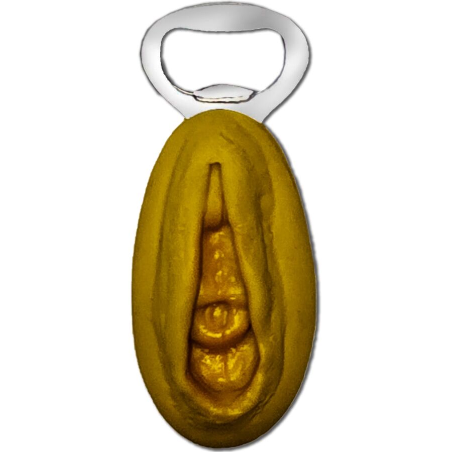 Imagen que nos facilita DIABLO PICANTE de su producto erótico DIABLO PICANTE - ABRIDOR PLATEADO CON FORMA VAGINA DORADA para nuestra categoría "ARTÍCULOS VARIOS|Articulos divertidos|Complementos".