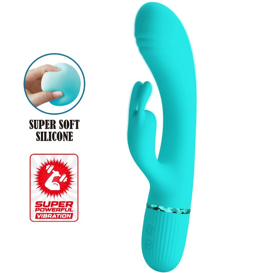 Imagen que nos facilita PRETTY LOVE FLIRTATION de su producto erótico PRETTY LOVE - SCOCCO VIBRADOR RABBIT TURQUESA para nuestra categoría "JUGUETES BIENESTAR |Vibradores|Vibradores Rabbit".