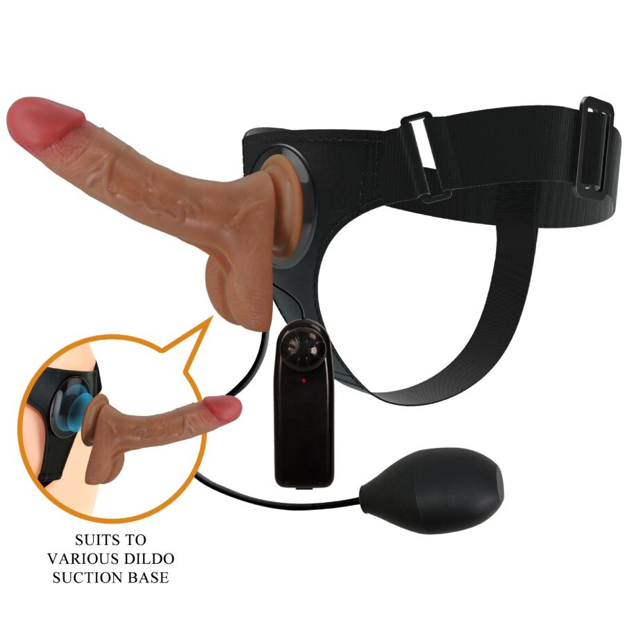 Imagen que nos facilita PRETTY LOVE de su producto erótico PRETTY LOVE - HARNESS BRIEFS UNIVERSAL CON DILDO VIBRACIÓN Y SQUIRTING 15.5 CM MULATO para nuestra categoría "JUGUETES BIENESTAR |Arneses|Arneses con Vibración".