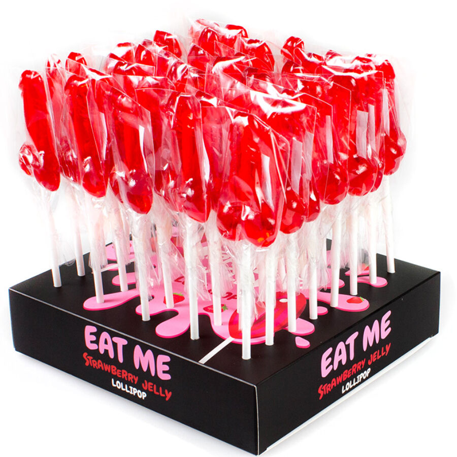 Imagen que nos facilita SECRETPLAY COSMETIC de su producto erótico SECRETPLAY - EXPOSITOR SURTIDO PIRULETAS PENES FRESA 40 UNIDADES para nuestra categoría "ARTÍCULOS VARIOS|Dulces|Golosinas Divertidas".