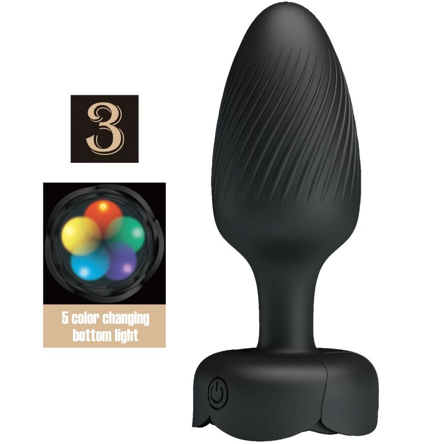 Imagen que nos facilita PRETTY LOVE de su producto erótico PRETTY LOVE - OSBORN PLUG ANAL CON LUZ LED 9.8 CM para nuestra categoría "JUGUETES BIENESTAR |Anal|Plugs Anales".