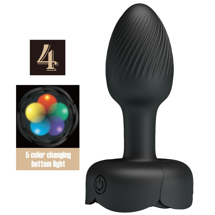 Imagen que nos facilita PRETTY LOVE de su producto erótico PRETTY LOVE - OLMAN PLUG ANAL CON LUZ LED 8.8 CM para nuestra categoría "JUGUETES BIENESTAR |Anal|Plugs Anales".