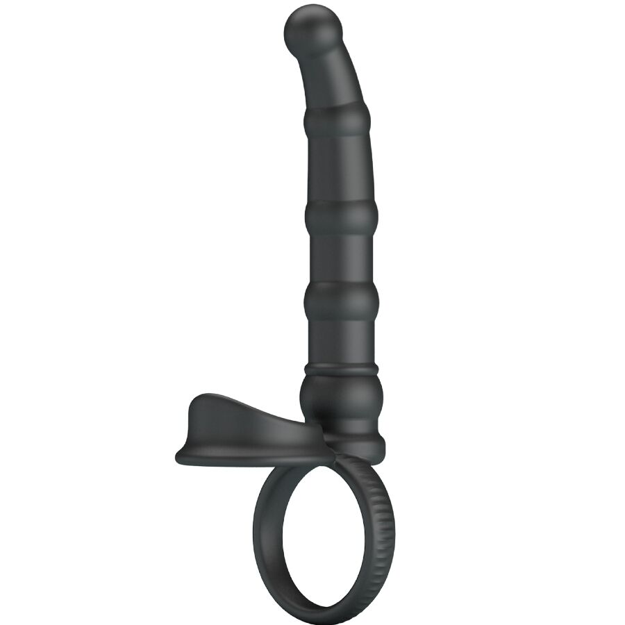 Imagen que nos facilita PRETTY LOVE de su producto erótico PRETTY LOVE - TATUM ANILLO VIBRADOR PENE CON PLUG 10 VIBRACIONES NEGRO para nuestra categoría "JUGUETES BIENESTAR |Juguetes para Hombres|Accesorios para el pene|Anillos Pene|Anillos para Doble Penetración".