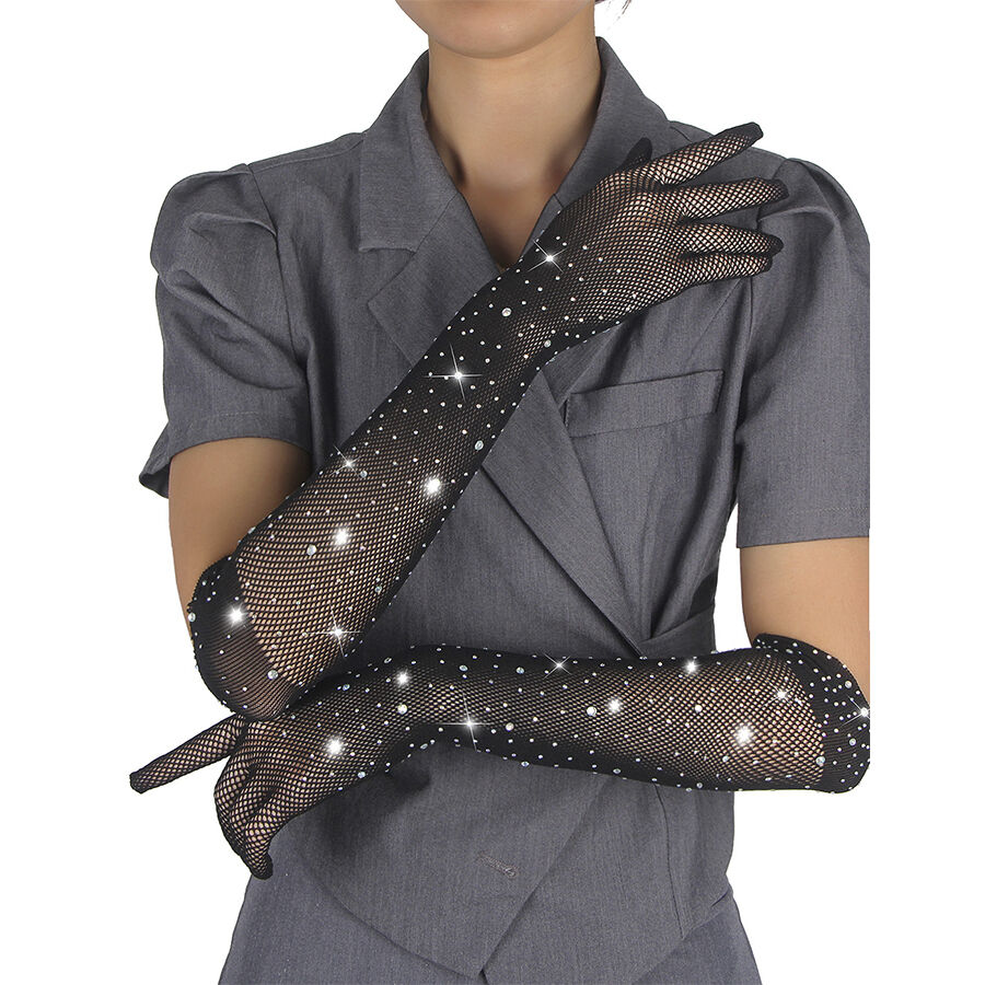 Imagen que nos facilita SUBBLIME ACCESORIES de su producto erótico SUBBLIME - 957469 GUANTES TRANSPARENTES CON BRILLO NEGRO S/M para nuestra categoría "MODA & LENCERÍA|Lencería Mujer|Accesorios|Guantes para lencería".