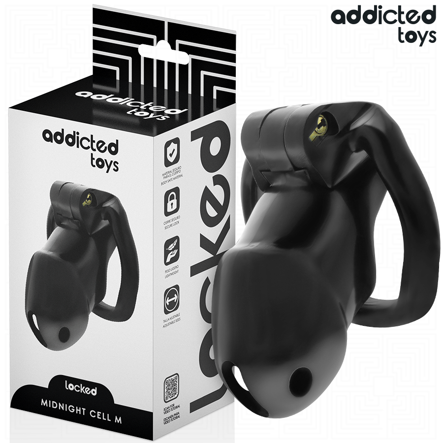 Imagen que nos facilita ADDICTED TOYS LOCKED de su producto erótico ADDICTED TOYS LOCKED - MINDNIGHT CELL JAULA PARA PENE 4.2 CM TALLA M para nuestra categoría "BDSM & BONDAGE |Artículos BDSM|Jaulas Pene BDSM".