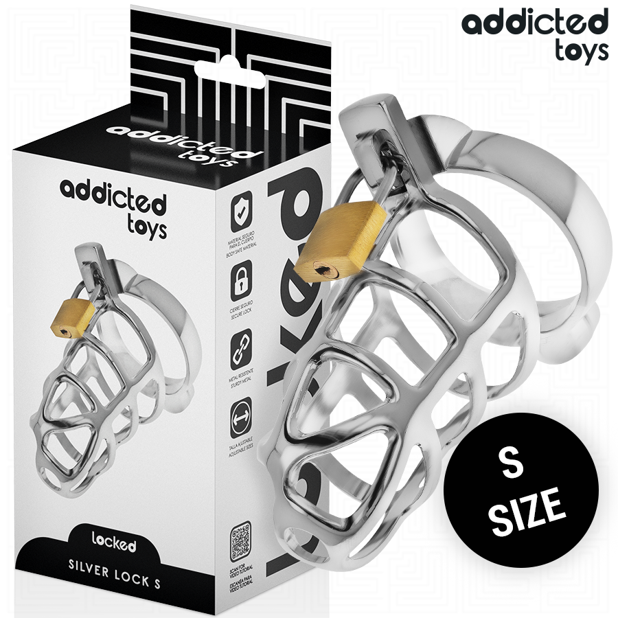 Imagen que nos facilita ADDICTED TOYS LOCKED de su producto erótico ADDICTED TOYS LOCKED - SILVER LOCK JAULA PARA PENE DE METAL TALLA S para nuestra categoría "BDSM & BONDAGE |Artículos BDSM|Jaulas Pene BDSM".