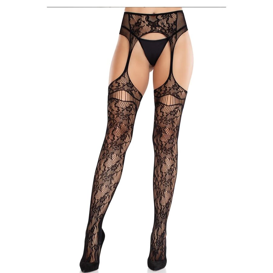 Imagen que nos facilita LEG AVENUE HOSIERY de su producto erótico LEG AVENUE - MEDIAS DE ENCAJE CON LIGAS NEGRO para nuestra categoría "MODA & LENCERÍA|Lencería Mujer|Lencería Picante|Medias con Liguero".