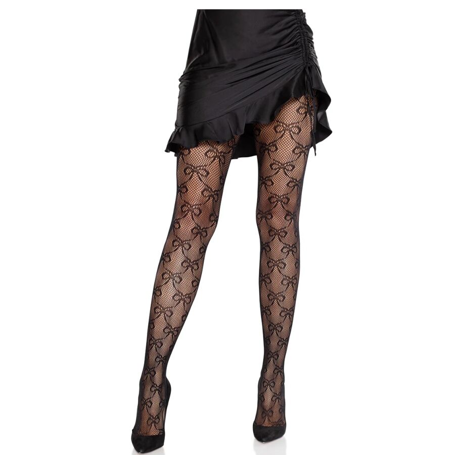 Imagen que nos facilita LEG AVENUE HOSIERY de su producto erótico LEG AVENUE - MALLAS DE RED CON LAZO NEGRO para nuestra categoría "MODA & LENCERÍA|Lencería Mujer|Lencería Sexy|Medias".