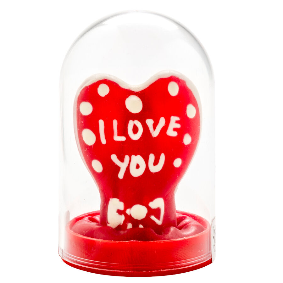Imagen que nos facilita CONDOMERIE de su producto erótico CONDOMERIE - PRESERVATIVO DECORATIVO PINTADO A MANO CORAZÓN - TE AMO MODELO 1 para nuestra categoría "PRESERVATIVOS |Preservativos Divertidos".
