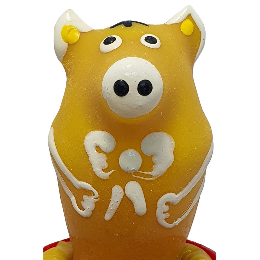 Imagen que nos facilita CONDOMERIE de su producto erótico CONDOMERIE - PRESERVATIVO DECORATIVO PINTADO A MANO CERDO SENTADO AMARILLO para nuestra categoría "PRESERVATIVOS |Preservativos Divertidos".